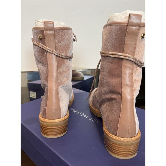 Stuart Weitzman Pink Velvet Combat ankle boots - Picture 4 of 10